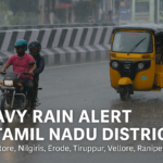 Rain alert for Coimbatore, Nilgiris, Erode, Tiruppur, Vellore, and Ranipet districts on October 24, 2025, as IMD forecasts moderate to heavy rainfall.