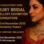 A bride wearing Vega Jewellers’ Polki bridal jewellery during the Luxury Bridal Jewellery Exhibition in Coimbatore, Tamil Nadu.