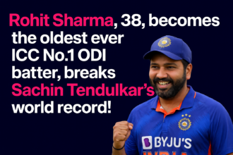 Rohit Sharma celebrates after becoming ICC No.1 ODI batter, breaking Sachin Tendulkar’s record