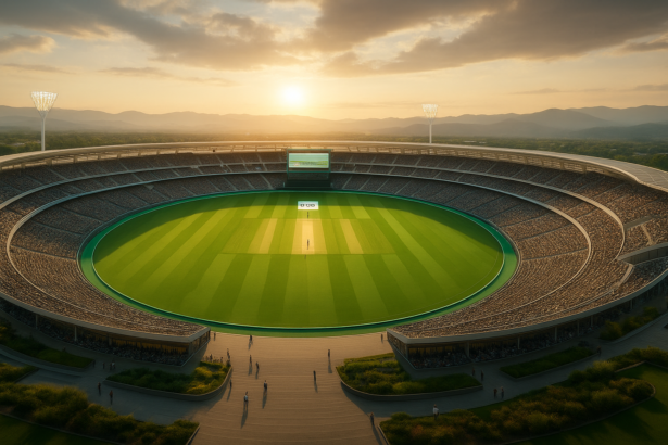 Aerial view of the upcoming International Cricket Stadium in Coimbatore