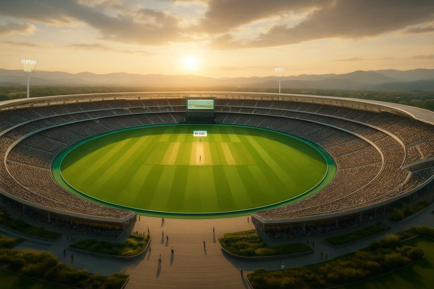 Aerial view of the upcoming International Cricket Stadium in Coimbatore