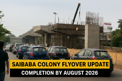Ongoing flyover construction work at Coimbatore Saibaba Colony aimed at reducing traffic congestion