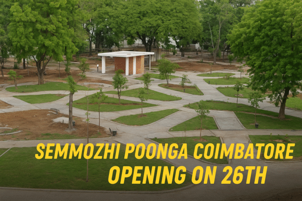 View of the newly developed Semmozhi Poonga park inside the Gandhipuram Central Prison campus in Coimbatore.