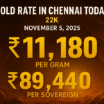 Gold rate in Chennai today – ₹11,180 per gram and ₹89,440 per sovereign, updated on November 5, 2025.