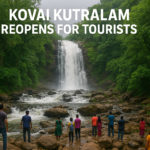 Tourists enjoying at Kovai Kutralam waterfalls in Coimbatore after reopening