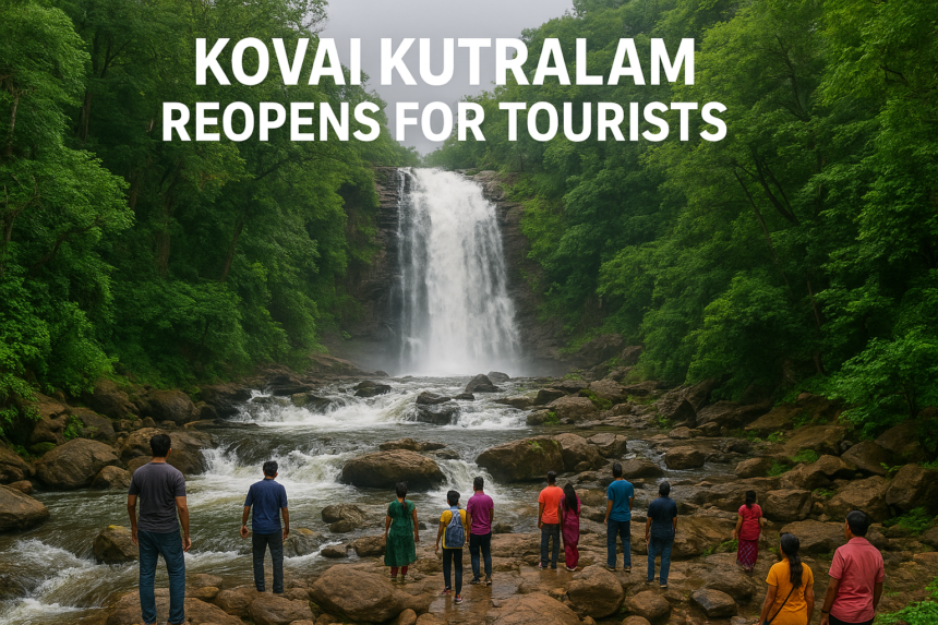 Tourists enjoying at Kovai Kutralam waterfalls in Coimbatore after reopening