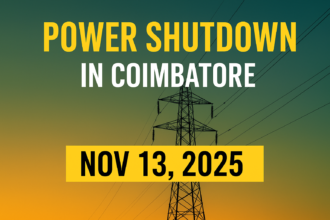 Electricity tower during power maintenance shutdown in Coimbatore