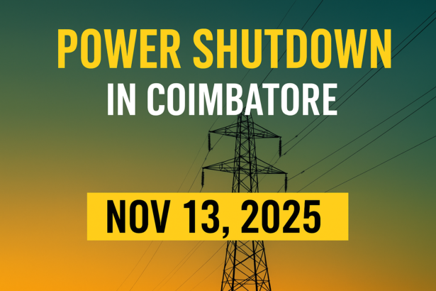 Electricity tower during power maintenance shutdown in Coimbatore