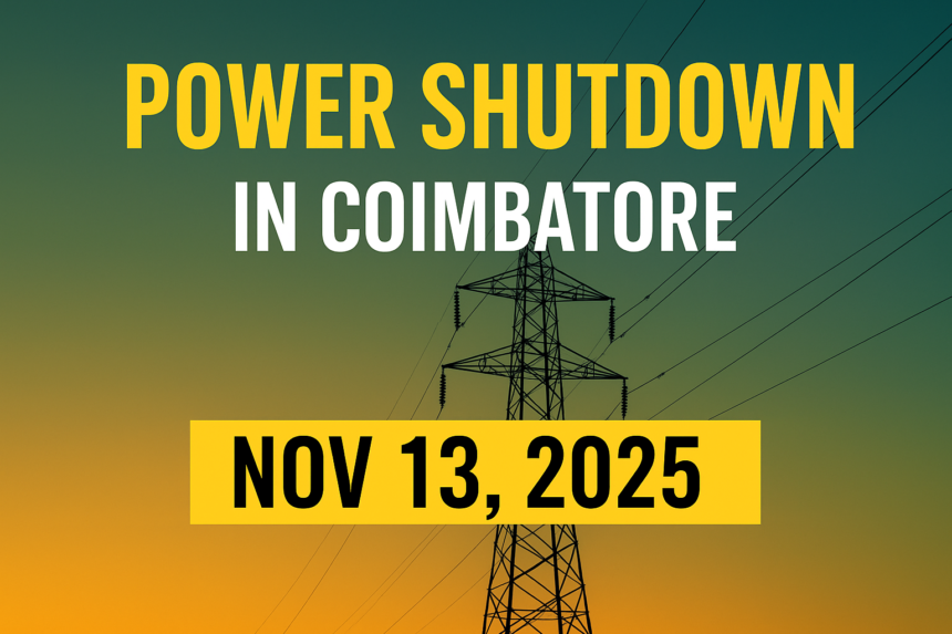 Electricity tower during power maintenance shutdown in Coimbatore