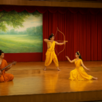 Chinese performers presenting the Ramayana dance drama in Beijing blending Indian and Chinese cultural elements on stage