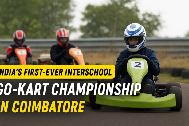 Students participating in India’s first-ever Interschool Go-Kart Championship at Kari Motor Speedway Coimbatore