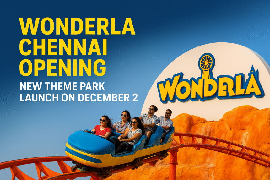 People enjoying a roller coaster ride at the newly announced Wonderla amusement park near Chennai