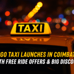 Yellow taxi cab in Coimbatore representing ZipGo Taxi free ride offer