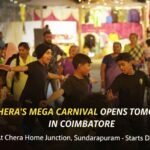 Visitors enjoying dance, shopping, and entertainment at Chera’s Mega Carnival in Coimbatore