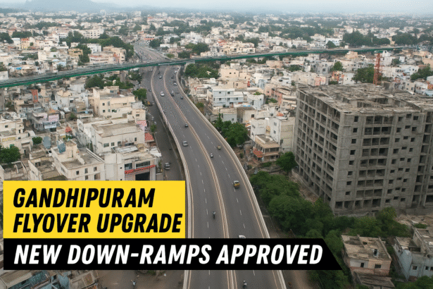 Aerial view of Gandhipuram Flyover Upgrade in Coimbatore with new down-ramps approved