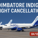 IndiGo aircraft parked at airport after flight cancellations in Coimbatore