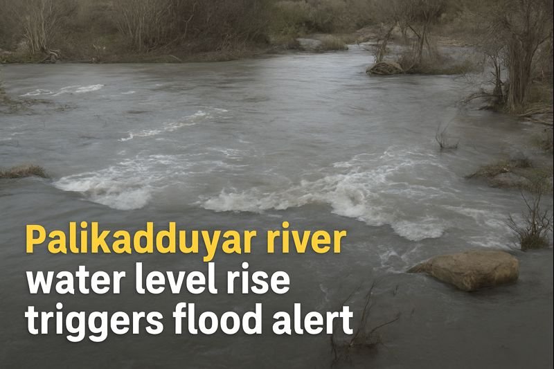 Rising water level in Palikadduyar river following heavy rainfall in upstream areas