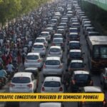 Traffic congestion near Semmozhi Poonga in Gandhipuram Coimbatore due to heavy visitor crowd