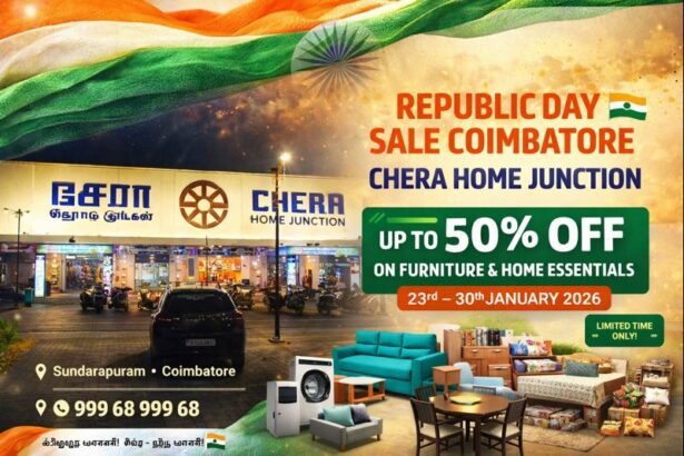 Chera Home Junction Republic Day Sale Coimbatore offering up to 50% off on furniture and home essentials