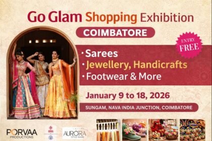Go Glam Shopping Exhibition Coimbatore featuring sarees, jewellery, handicrafts, footwear and lifestyle products