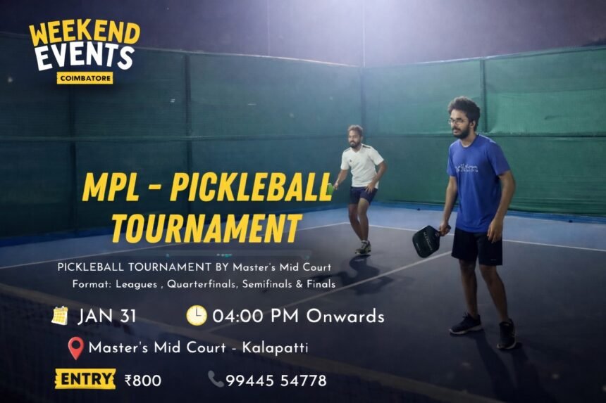 Players competing in MPL Pickleball Tournament Coimbatore at Master’s Mid Court Kalapatti