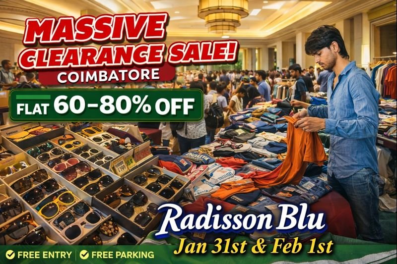 Massive clearance sale in Coimbatore at Radisson Blu Hotel with flat 60 to 80 percent discounts