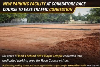 New parking facility at Coimbatore Race Course developed to reduce roadside congestion and improve traffic flow near the 108 Pillayar Temple area