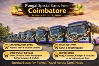 Pongal Special Buses from Coimbatore 2026 operating from Singanallur, Sulur, Gandhipuram and New Bus Stand