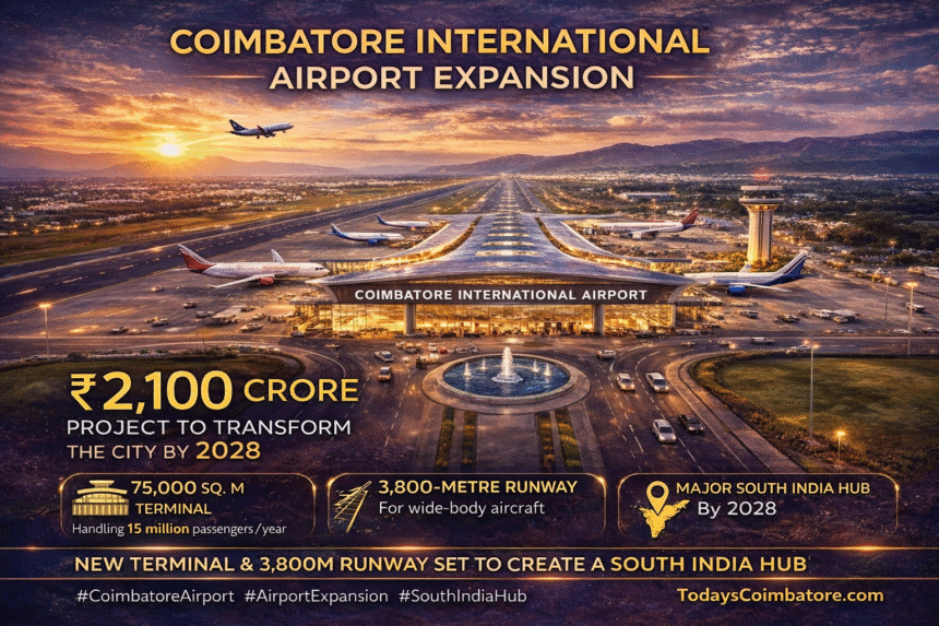 Coimbatore International Airport Expansion showing new terminal and runway development plan