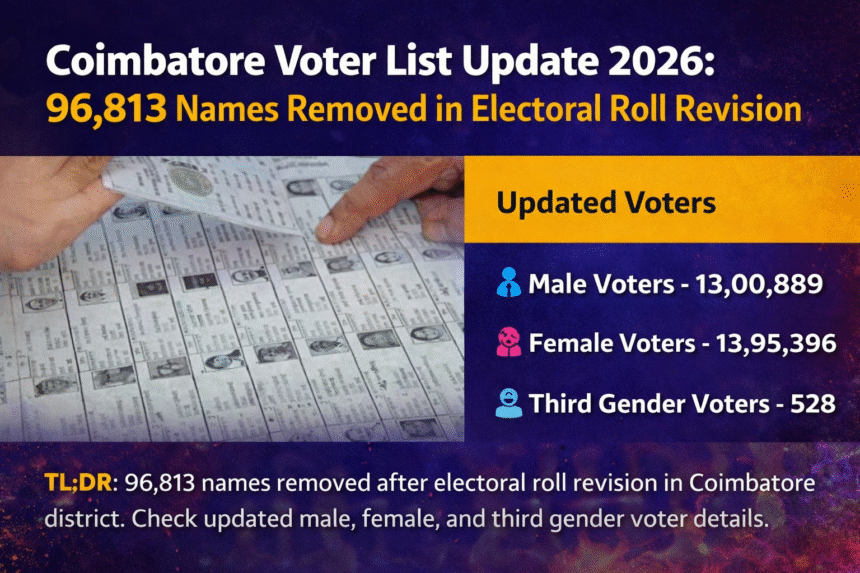 Coimbatore Voter List Update 2026 showing electoral roll revision and removed voter names