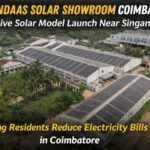 Kondaas Solar showroom in Coimbatore showcasing live solar power operations near Singanallur