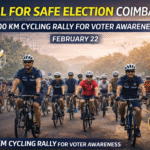 Pedal for Safe Election Coimbatore 100 km cycling event organised by Coimbatore City Police for voter awareness