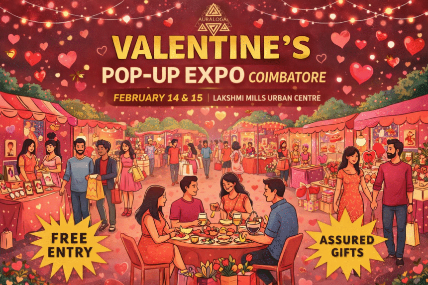 Valentine’s Pop-Up Expo Coimbatore by Auraloka at Lakshmi Mills Urban Centre with shopping, food stalls, and family activities