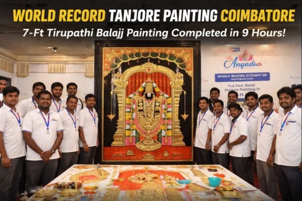 World Record Tanjore Painting Coimbatore created by MyAngadi featuring Tirupathi Balaji at Global Expo 2026