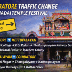 Coimbatore Traffic Change announced for Karamadai Temple Festival 2026 showing diversion routes between Coimbatore and Mettupalayam to manage festival crowd and road safety.