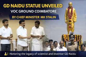 GD Naidu Statue Unveiled at VOC Ground Coimbatore during inauguration ceremony by Tamil Nadu Chief Minister