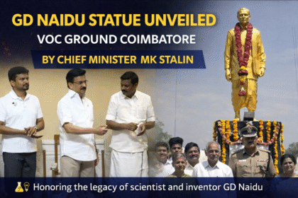 GD Naidu Statue Unveiled at VOC Ground Coimbatore during inauguration ceremony by Tamil Nadu Chief Minister