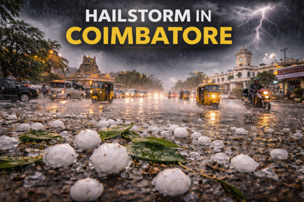 Hailstorm in Coimbatore with ice pellets during unexpected summer rain