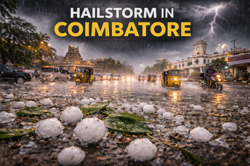 Hailstorm in Coimbatore with ice pellets during unexpected summer rain