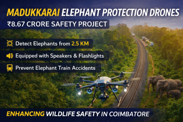 High-Tech Drones to Protect Elephants in Madukkarai detecting elephant movement near railway tracks in Coimbatore forest
