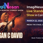 Audience attending ImagiNesan Live Standup Show in Coimbatore performed by comedian Nesan C David at Medai The Stage