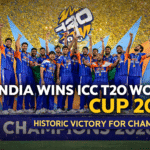 India Wins ICC T20 World Cup 2026 as the Indian cricket team celebrates the championship victory with the trophy
