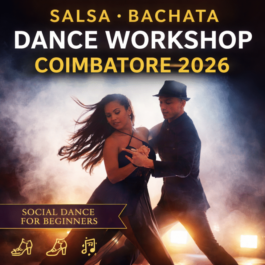 Salsa Bachata Dance Workshop Coimbatore 2026 showing couple performing partner dance at workshop event