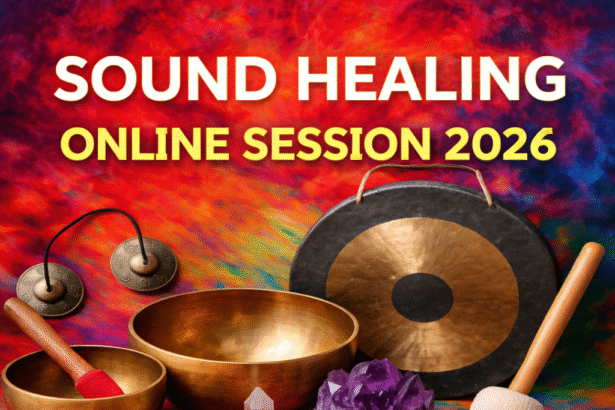 Sound Healing Online Session 2026 showing singing bowls and instruments used for meditation and relaxation