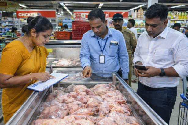 Food safety officials inspecting hypermarket over spoiled chicken sale coimbatore issue