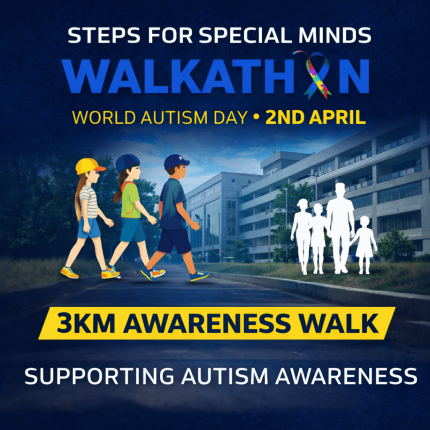 Walkathon Coimbatore 2026 promoting autism awareness with participants walking together in Coimbatore