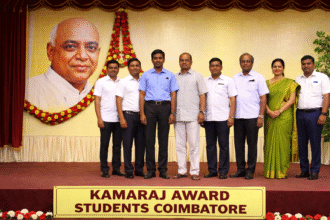Students receiving Kamaraj Award in Coimbatore for academic excellence