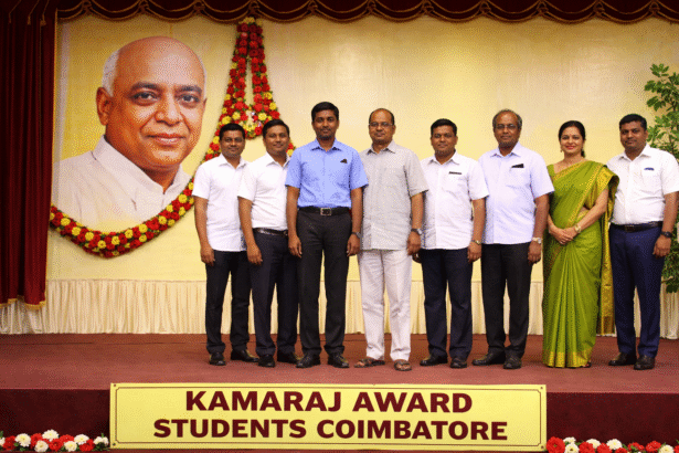 Students receiving Kamaraj Award in Coimbatore for academic excellence