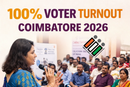 100% Voter Turnout Coimbatore 2026 awareness meeting with resident welfare associations encouraging voting participation