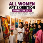 All Women Art Exhibition Coimbatore 2026 showcasing paintings and artworks by women artists at Kasthuri Sreenivasan Art Gallery